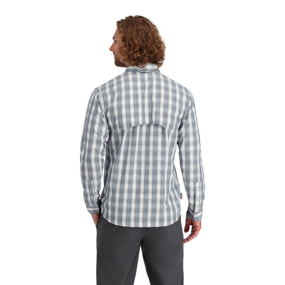 Simms Big Sky Long Sleeve Shirt Men's in Storm and Simms Orange Plaid